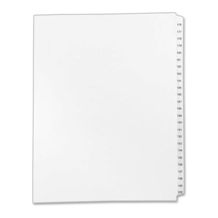 Avery Dennison Avery Side Tab Collated Legal Index Divider, Printed 176 to 200, 8.5"x11", 25 Tabs, White/White 82190